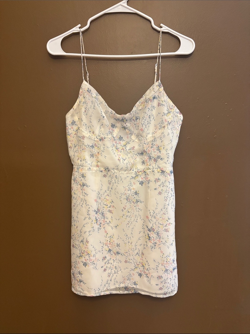 superdown Cream Floral Satin Cami Tank Top
